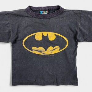 Vintage 80s Batman Logo Shirt Youth Black Tropix Zone Single Stitch